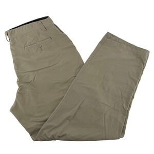 REI Hiking Pants Mens 42x34 Khaki Tan UPF 50+ Nylon Straight Leg Outdoor Pockets